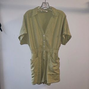 Light Green Zara Linen Romper